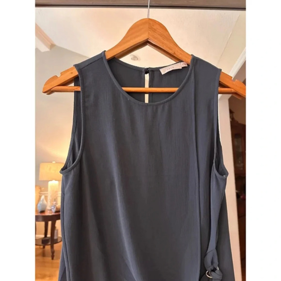 LUSH Navy Blue Long Sleeveless Tunic Blouse Size S - Picture 3 of 6